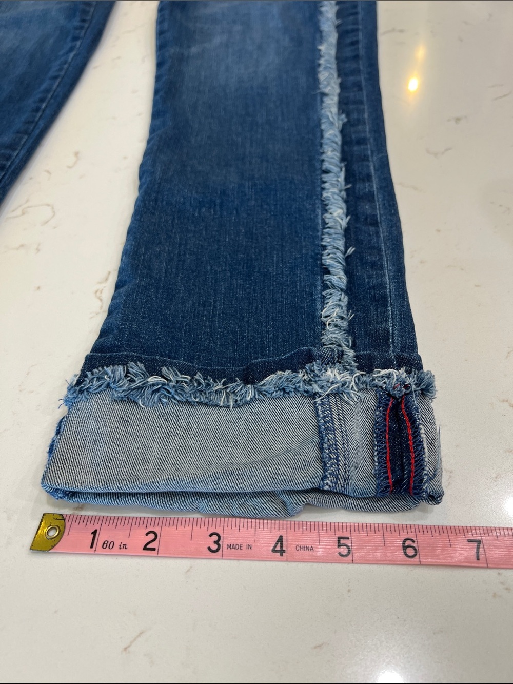 Karl Lagerfeld Raw Hem Fringe Crop Cuffed Jeans Size 12 - Picture 10 of 10